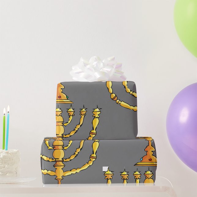 Papel De Regalo Candelabro judío Menorah dorado (Subido por el creador)
