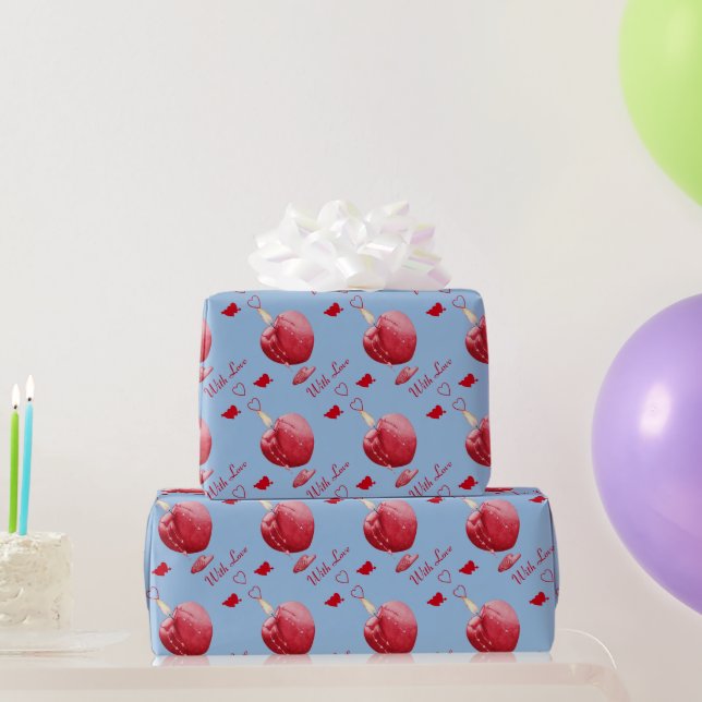 Papel De Regalo candelabros en forma de corazón rojo ardiente romá (Regalos de fiesta)
