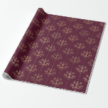 Papel De Regalo Candil parisino vintage de borgoña y púrpura<br><div class="desc">Papel de regalo con estampado de candelabro dorado y rojo borgoña vintage de París.</div>