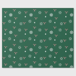 Papel De Regalo Candy Cane and Snowflakes Wrapping Paper