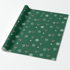 Papel De Regalo Candy Cane and Snowflakes Wrapping Paper