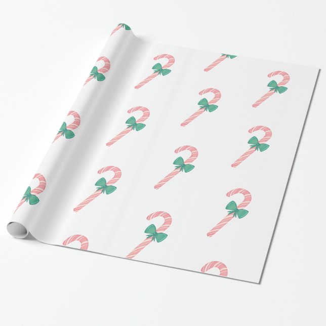 Papel De Regalo Candy Cane Christmas (Desenrollado)