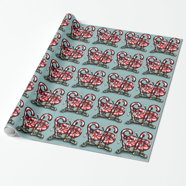 Papel De Regalo Candy Cane Gang (Desenrollado)