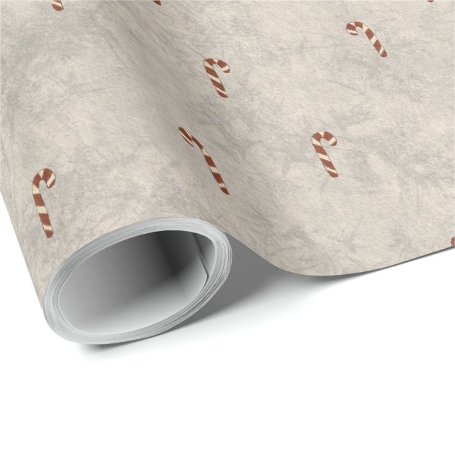 Papel De Regalo Candy Cane Pattern Wrapping Paper (Esquina del rollo)