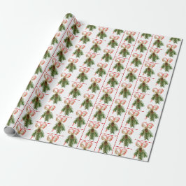 Papel De Regalo Candy Cane Pine Con Cuerdas