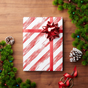 Papel De Regalo Candy Cane Red Stripes Navidades
