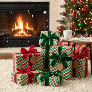 Papel De Regalo Candy Cane Stripe