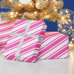 Papel De Regalo Candy Cane Stripe Colorous Pink Navidades