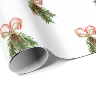 Papel De Regalo Candy Cane y Pine Bouquet