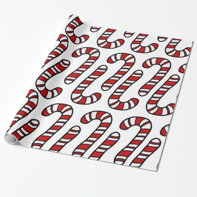 Papel De Regalo Candy Canes (Desenrollado)