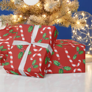 Papel De Regalo Candy Canes y Mistletoe