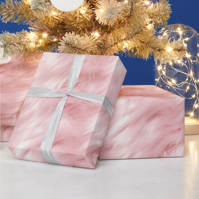 Papel De Regalo Candy de algodón Rubor Pink Faux Fur (Vacaciones)