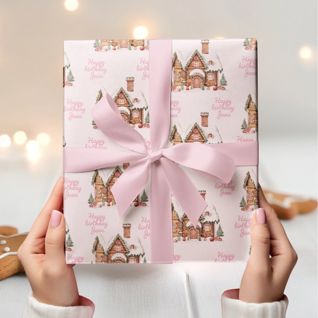 Papel De Regalo Candy Gingerbread House Cumpleaños Rosa (Subido por el creador)