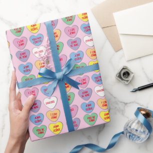 Papel De Regalo Candy Hearts Mensajes Personalizados Valentine