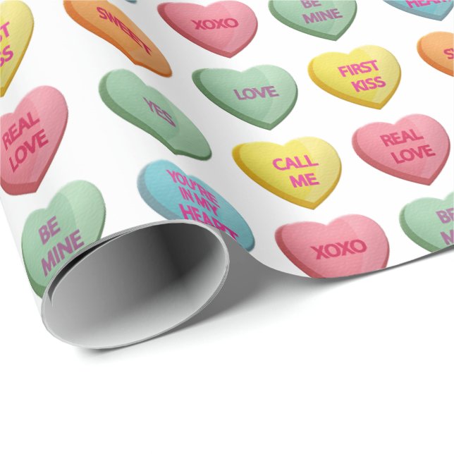 Papel De Regalo Candy Love Hearts Romantic Words Pattern (Esquina del rollo)