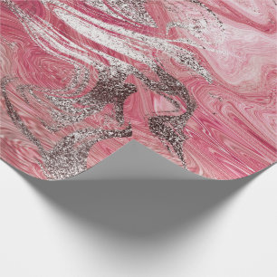 Papel De Regalo Candy Rosa Cepillo de plata Molten Mármol brillant