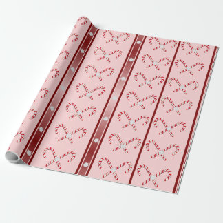 Papel De Regalo CandyCane y rayas Patrón rosa, rojo, blanco