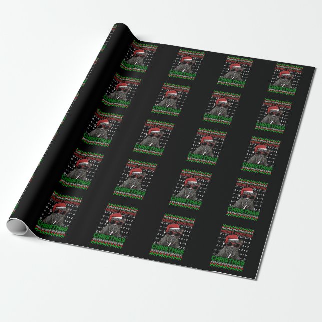 Papel De Regalo Cane Corso Dog Funny Merry Woofing Navidades (Desenrollado)
