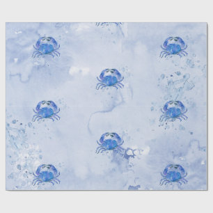 Papel De Regalo Cangrejo Azul Acuarela