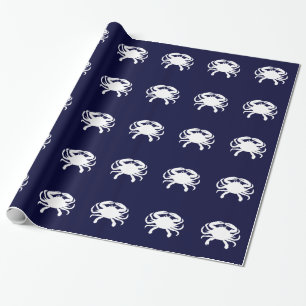 Papel De Regalo Cangrejo de forma azul y blanco