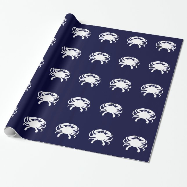 Papel De Regalo Cangrejo de forma azul y blanco (Desenrollado)