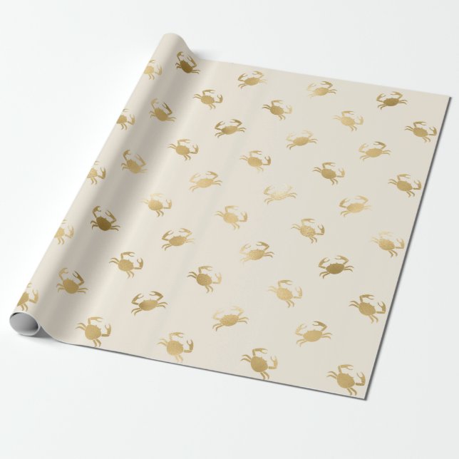Papel De Regalo Cangrejos de oro pequeños en blanco fuera de casa (Desenrollado)