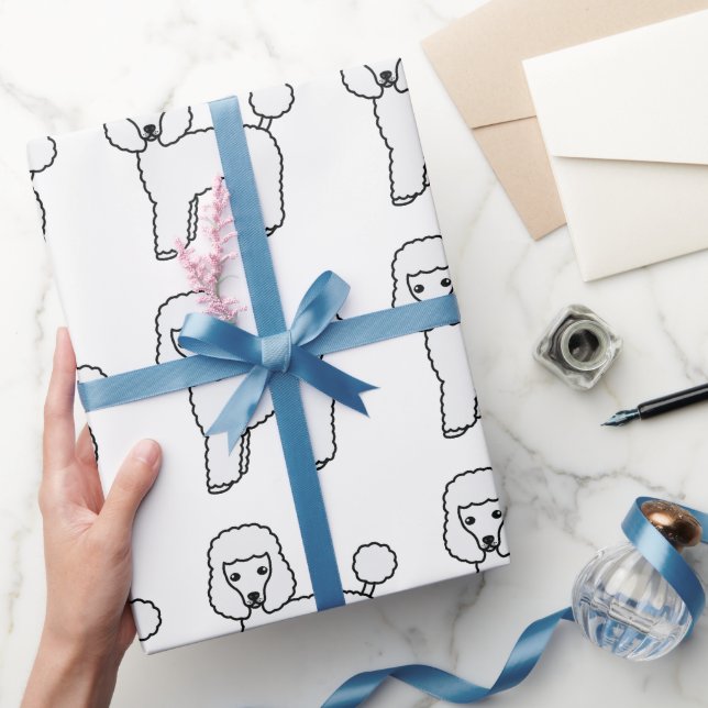 Papel De Regalo Caniche de juguete blanco patrón de perro de dibuj (Regalar)