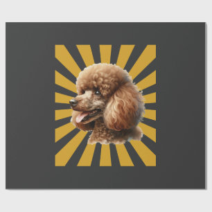 Papel De Regalo Caniche estándar marrón Retro Sunburst