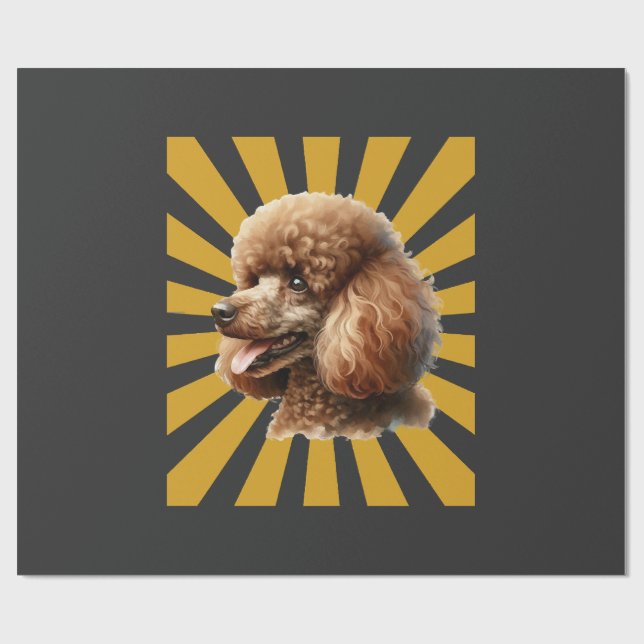 Papel De Regalo Caniche estándar marrón Retro Sunburst (Superficie plana)