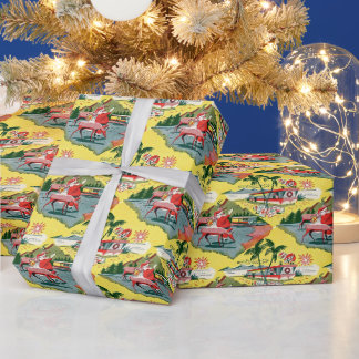 Papel De Regalo Cañón de Santa Claus Florida de mediados del siglo