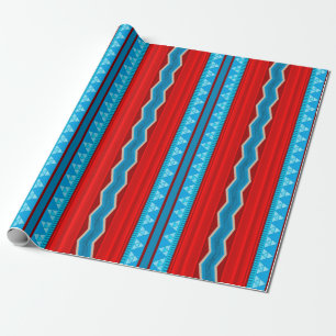 Papel De Regalo Cañón del río suroeste Geométrico Rojo Turquesa
