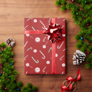 Papel De Regalo Cañones de caramelo y bollos de burro rojos