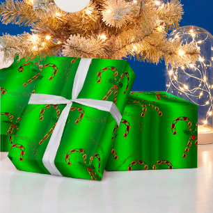 Papel De Regalo Cañones de golosinas de lujo sobre Navidades verde