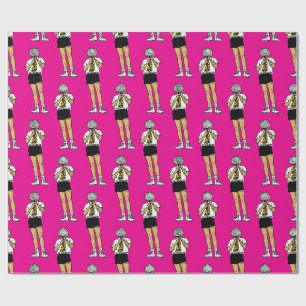 Papel De Regalo Cantante Retro Cómic Cabeza de Bola de Discoteca F