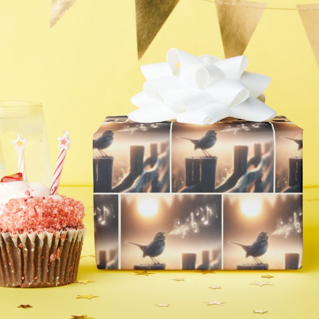 Papel De Regalo Canto de pájaro en una canción en una entrada de F (Fiesta de cumpleaños )