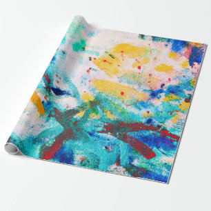 Papel De Regalo Canva artística verde. Ilustracion Guay morado. O