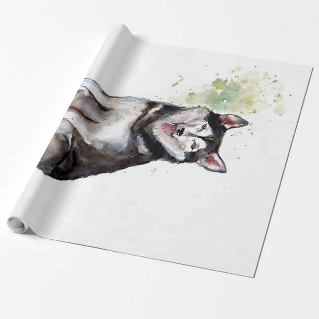 Papel De Regalo Canvas de perros Husky (Desenrollado)