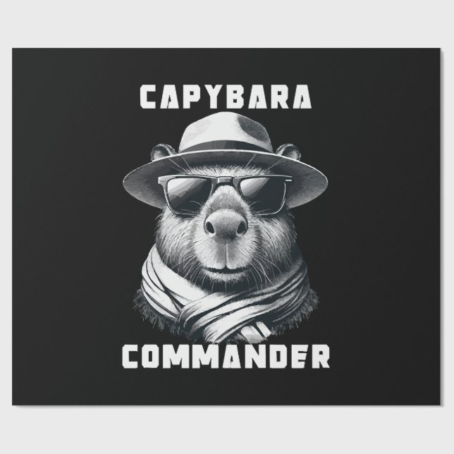 Papel De Regalo Capibara Con Gafas De Sol Capy Comandante (Superficie plana)