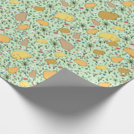 Papel De Regalo Capibaras en verde