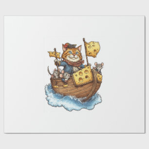 Papel De Regalo Capitán Meowbeard - Gráfico Divertido de Gato Pira