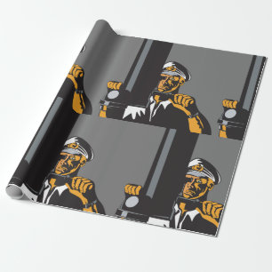 Papel De Regalo Capitán submarino náutico usando Periscope