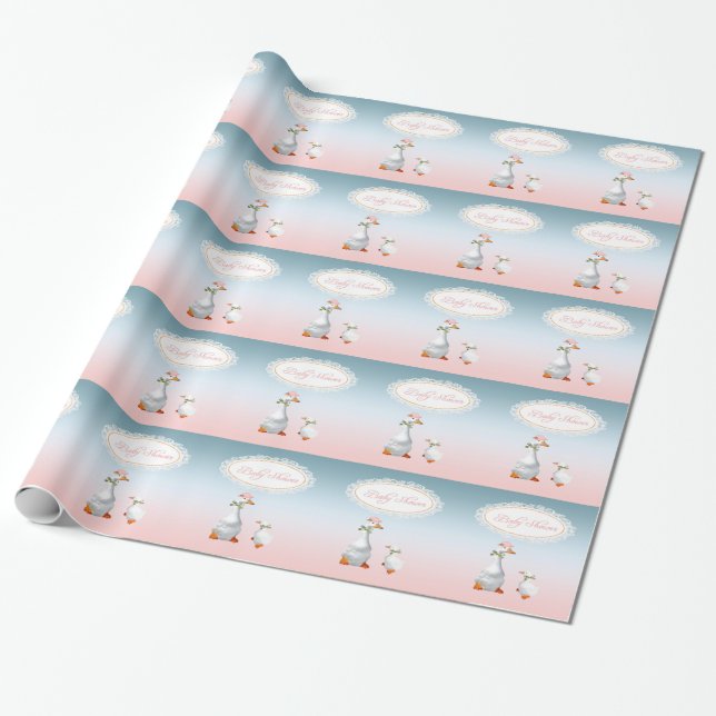 Papel De Regalo Capo y vidrios que llevan de la mamá ganso con el (Desenrollado)
