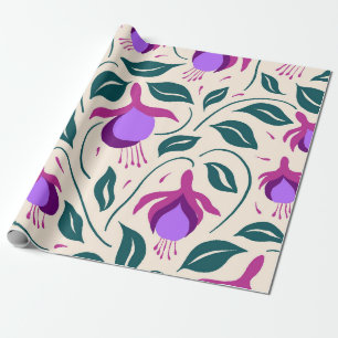 Papel De Regalo Caprichosa Flor de Fucsia Púrpura Dibujada a Mano