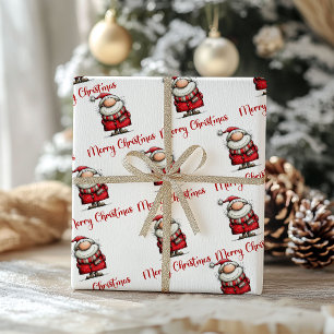 Papel de regalo caprichoso de Papá Noel divertido 
