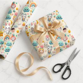 Papel de regalo caprichoso pastel de conejito kawa