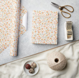 Papel De Regalo Caprichoso Terracota Floral Botánico Terroso
