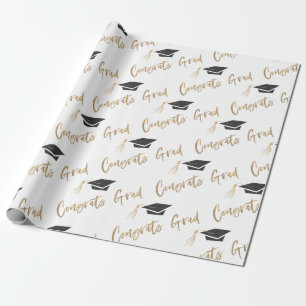 Papel De Regalo Cápsula de graduación de Relieve metalizado dora