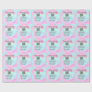 Papel De Regalo Capturar el amor añadir QR scan mármol azul rosa