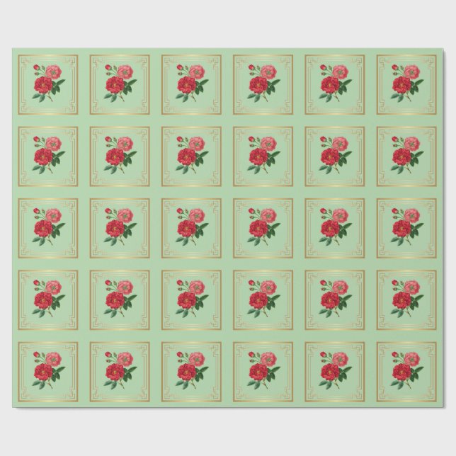 Papel De Regalo Capullos de Rosa Roja (Superficie plana)