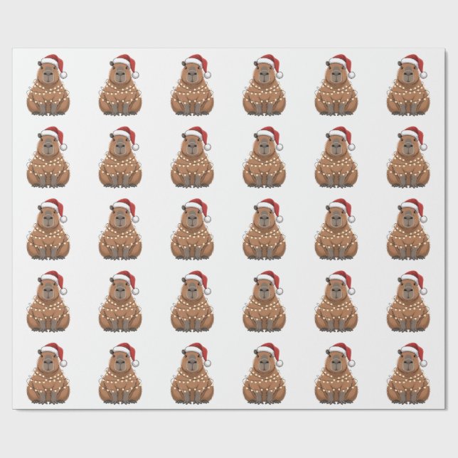 Papel De Regalo Capybara Xmas coincidiendo Divertido Santa (Superficie plana)